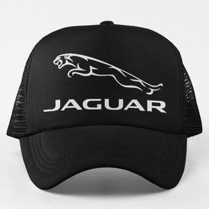 NEW Jaguar Car White Logo Foam Trucker Mesh Snapback BLACK